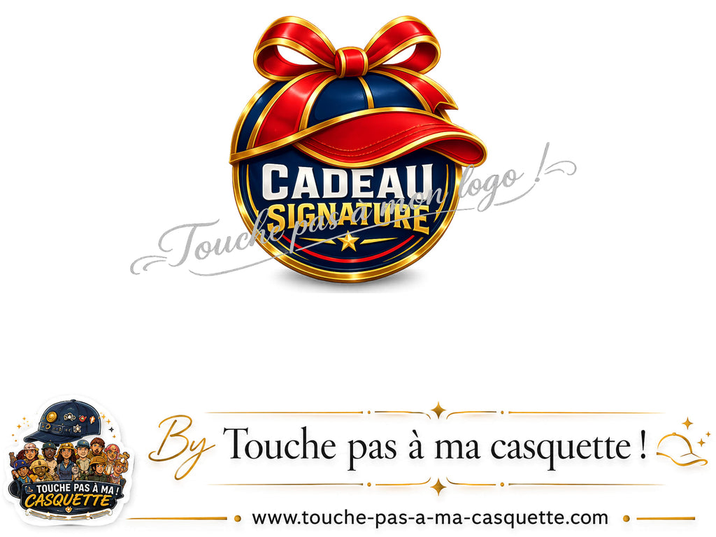 Détail du motif Cadeau Signature avec casquette présenté sur la casquette