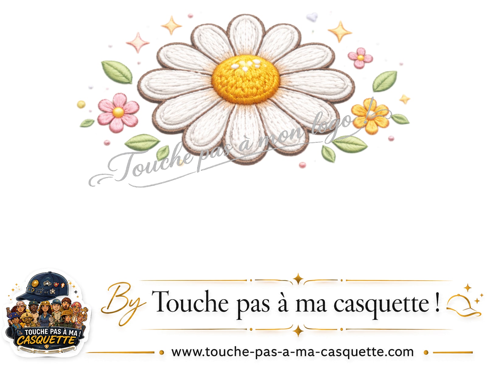 Logo Marguerite horizontale pour casquette Noir délavé