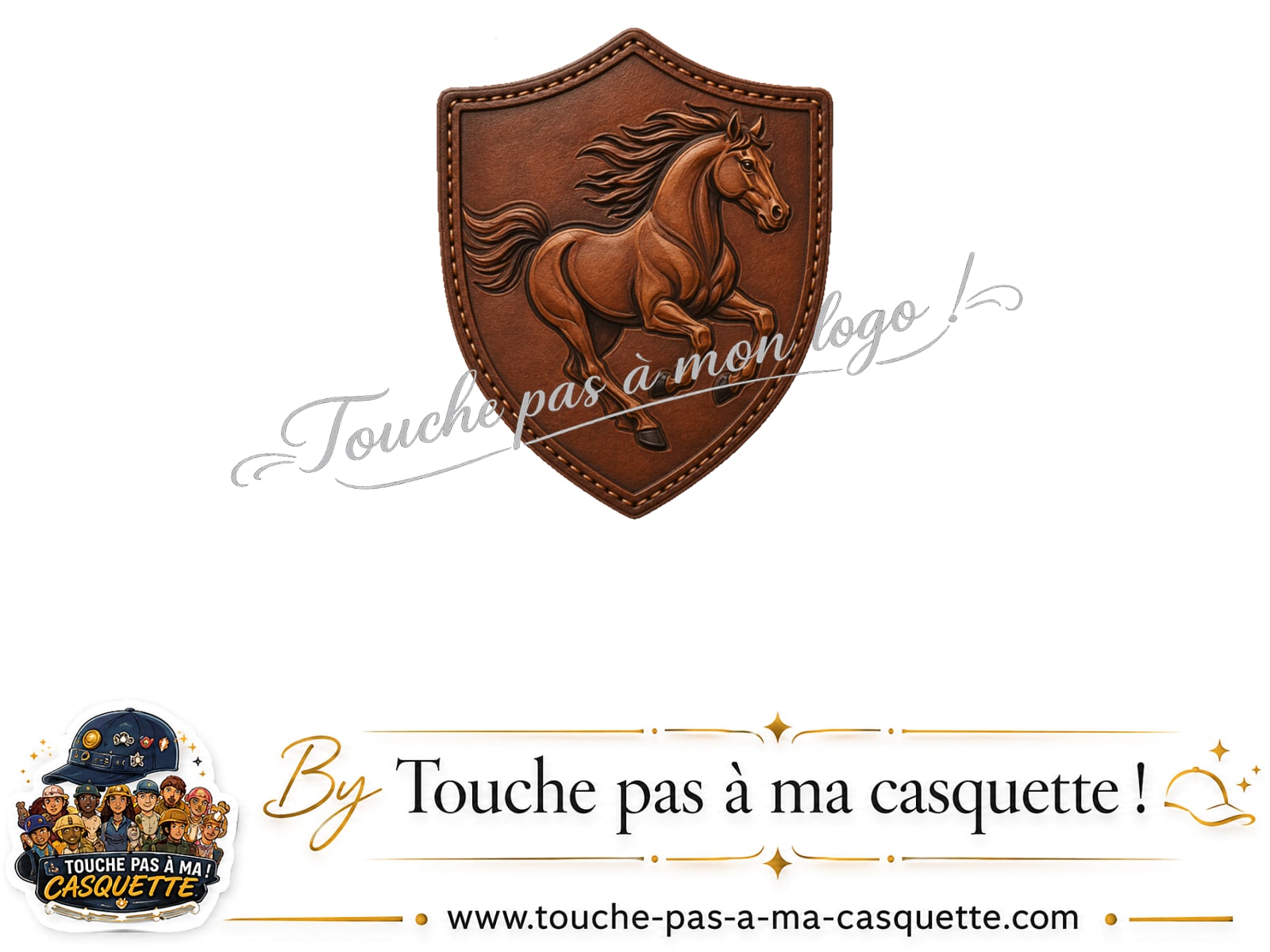 Visuel logo193 - Cheval écusson cuir pour casquette personnalisée