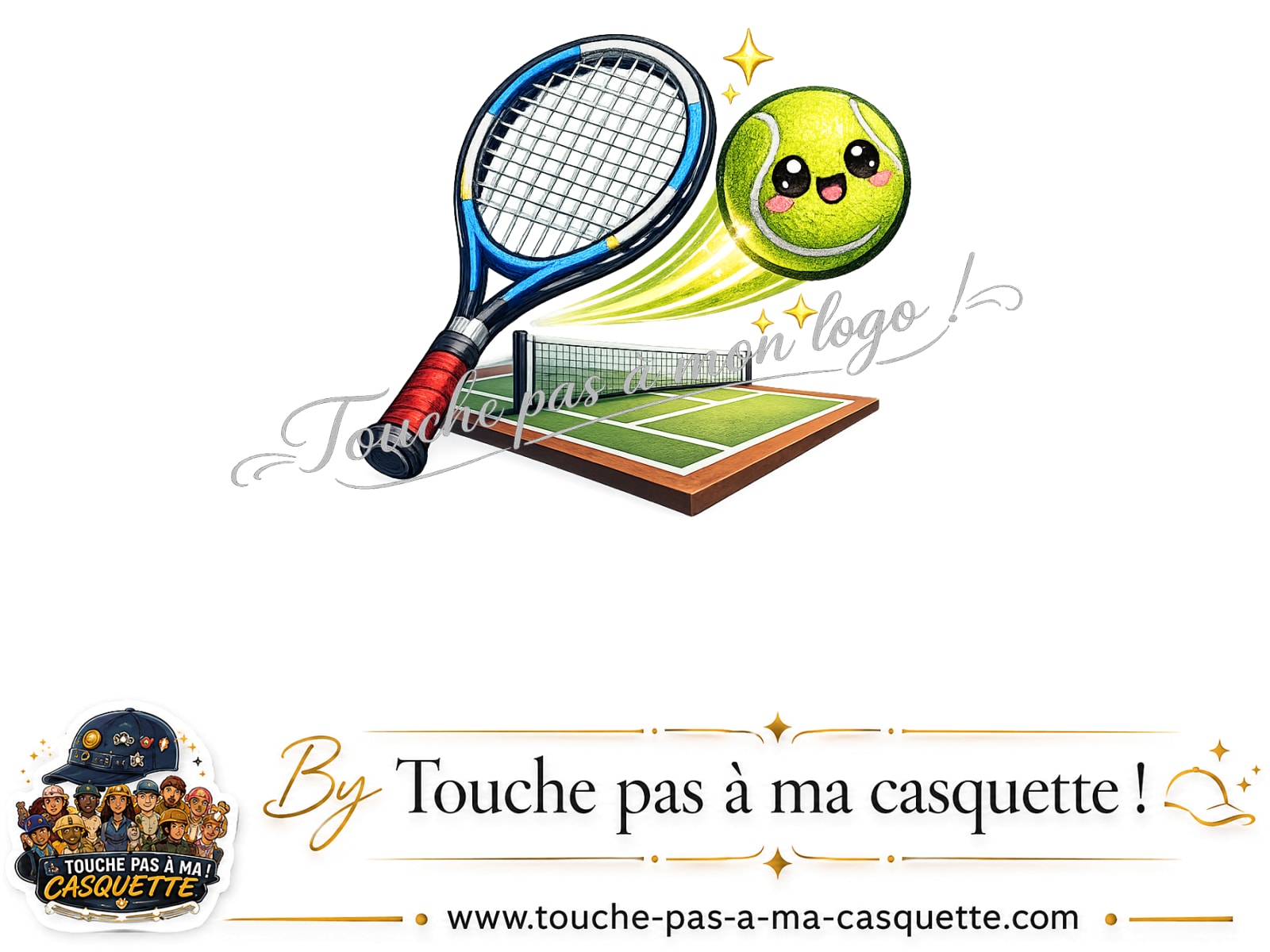 Logo Tennis court raquette pour casquette Jaune délavé - Moutarde délavé