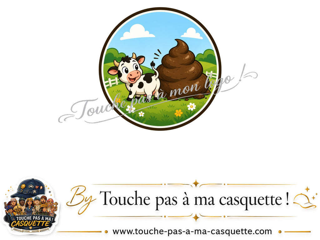 Visuel logo161 - Vache humour crotte pour casquette personnalisée