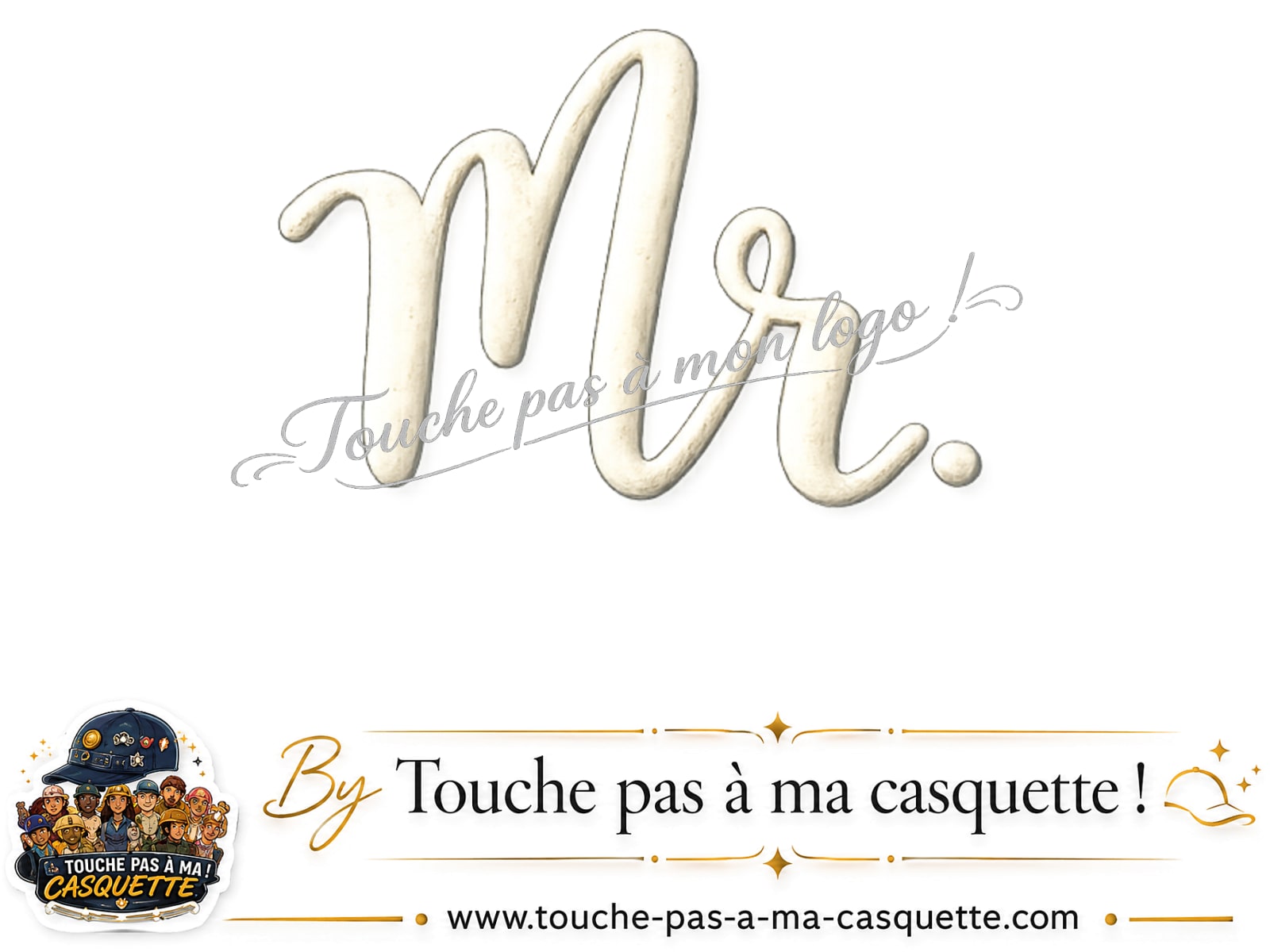 Logo Mr blanc pour casquette Noir délavé