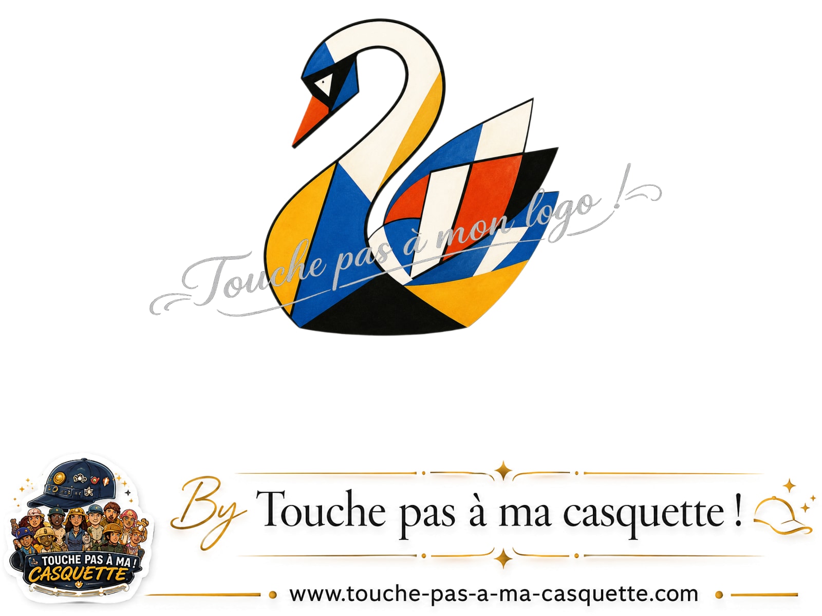 Visuel logo163 - Cygne géométrique pour casquette personnalisée