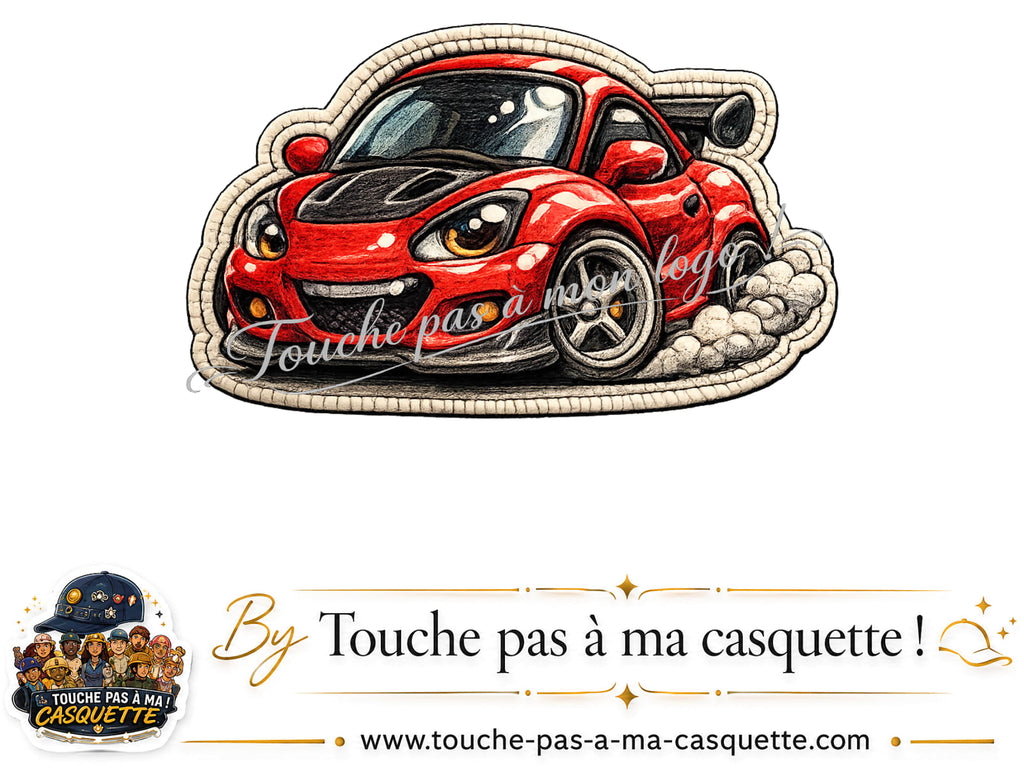 Logo Voiture rouge pour casquette Violet délavé