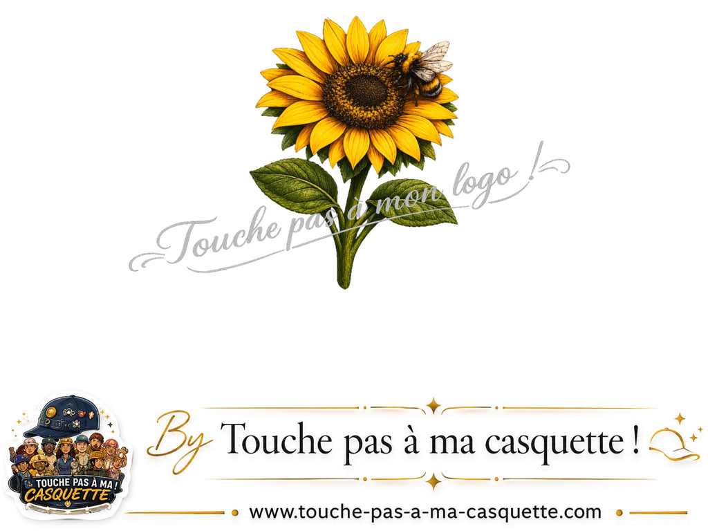Logo Tournesol abeille pour casquette Jaune délavé - Moutarde délavé