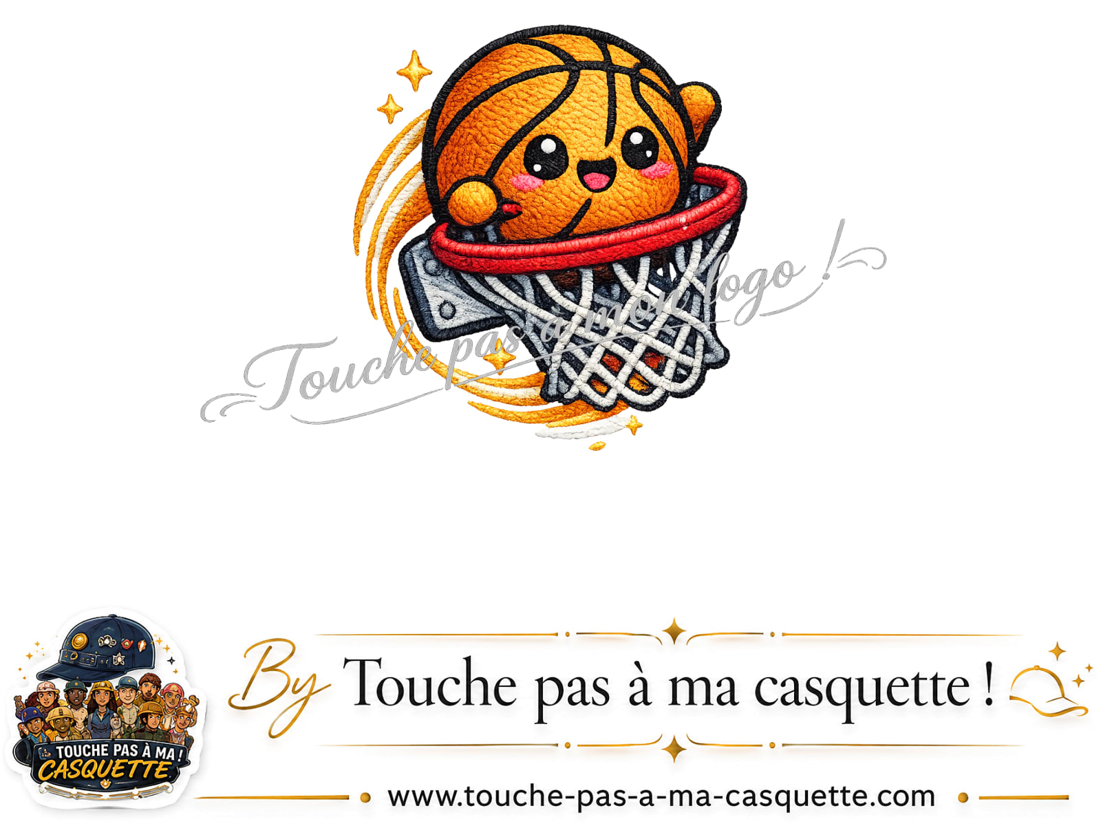 Logo Ballon basket panier pour casquette Jaune délavé - Moutarde délavé