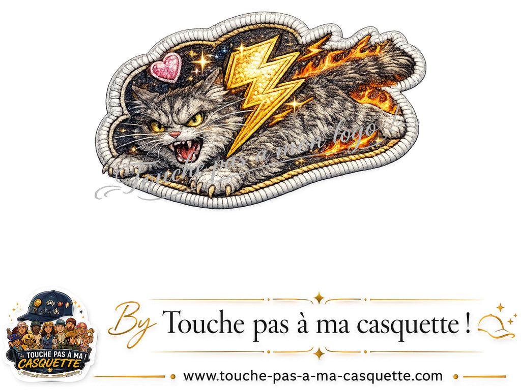 Logo Chat éclair pour casquette Beige clair délavé