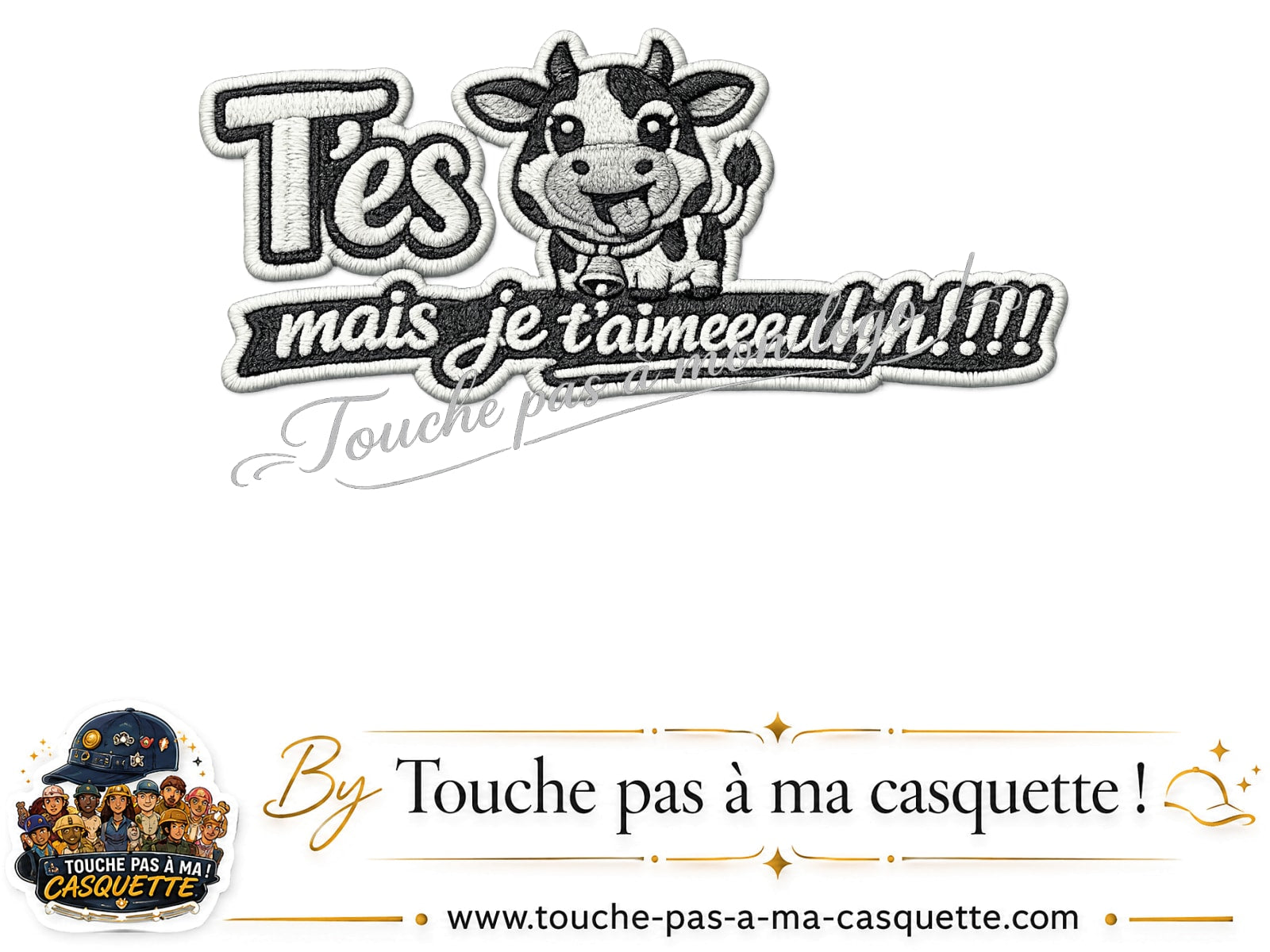 Logo Vache message français pour casquette Bleu ciel délavé