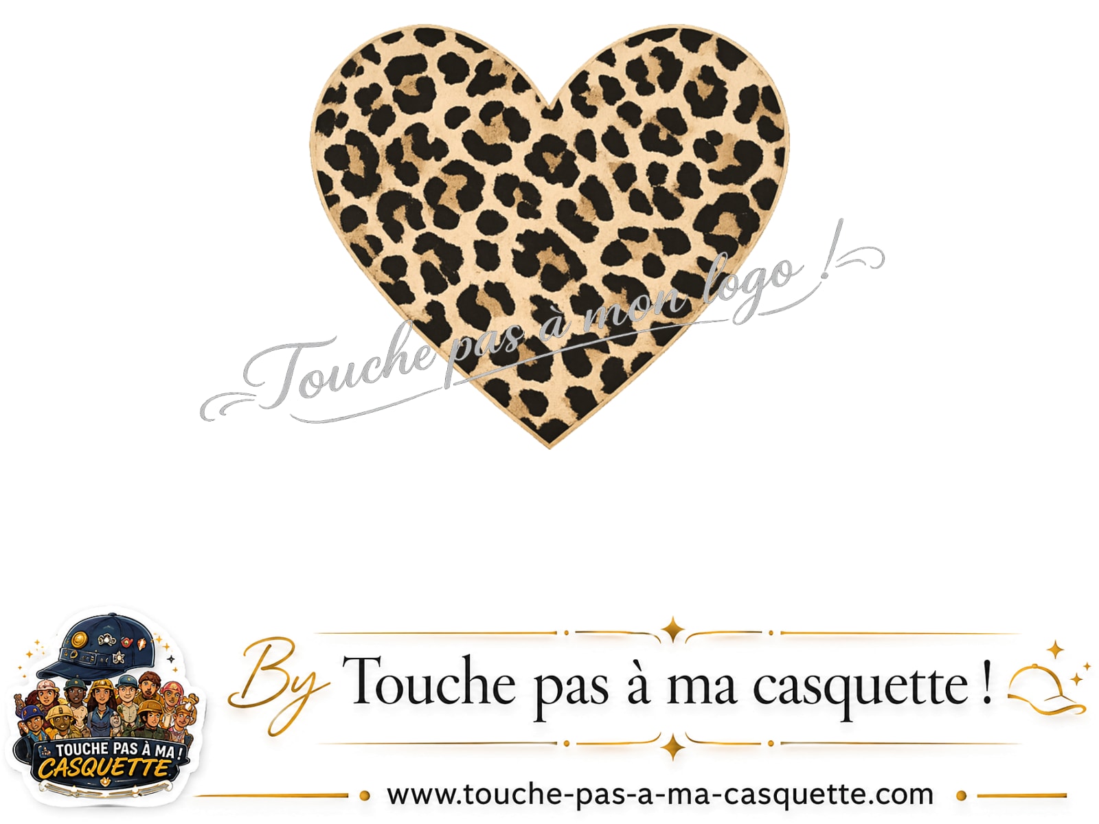 Logo Cœur léopard pour casquette Bleu marine délavé