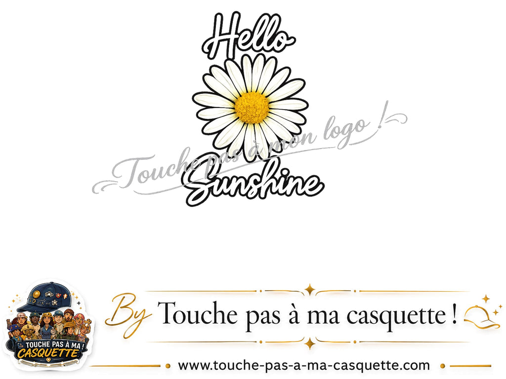 Logo logo20 / motif Hello sunshine marguerite utilisé sur la casquette 7 cm