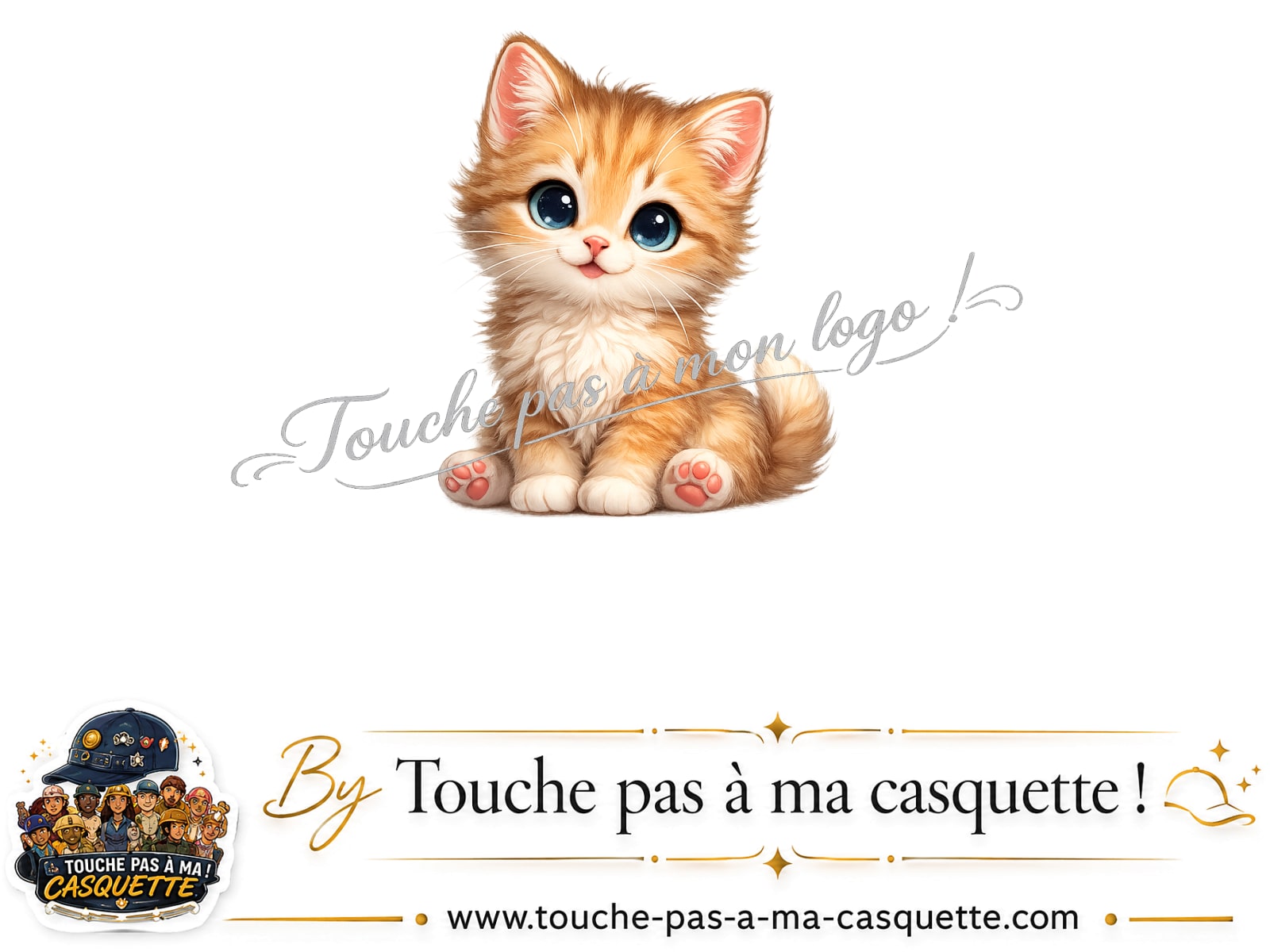 Logo Chaton roux pour casquette Gris délavé