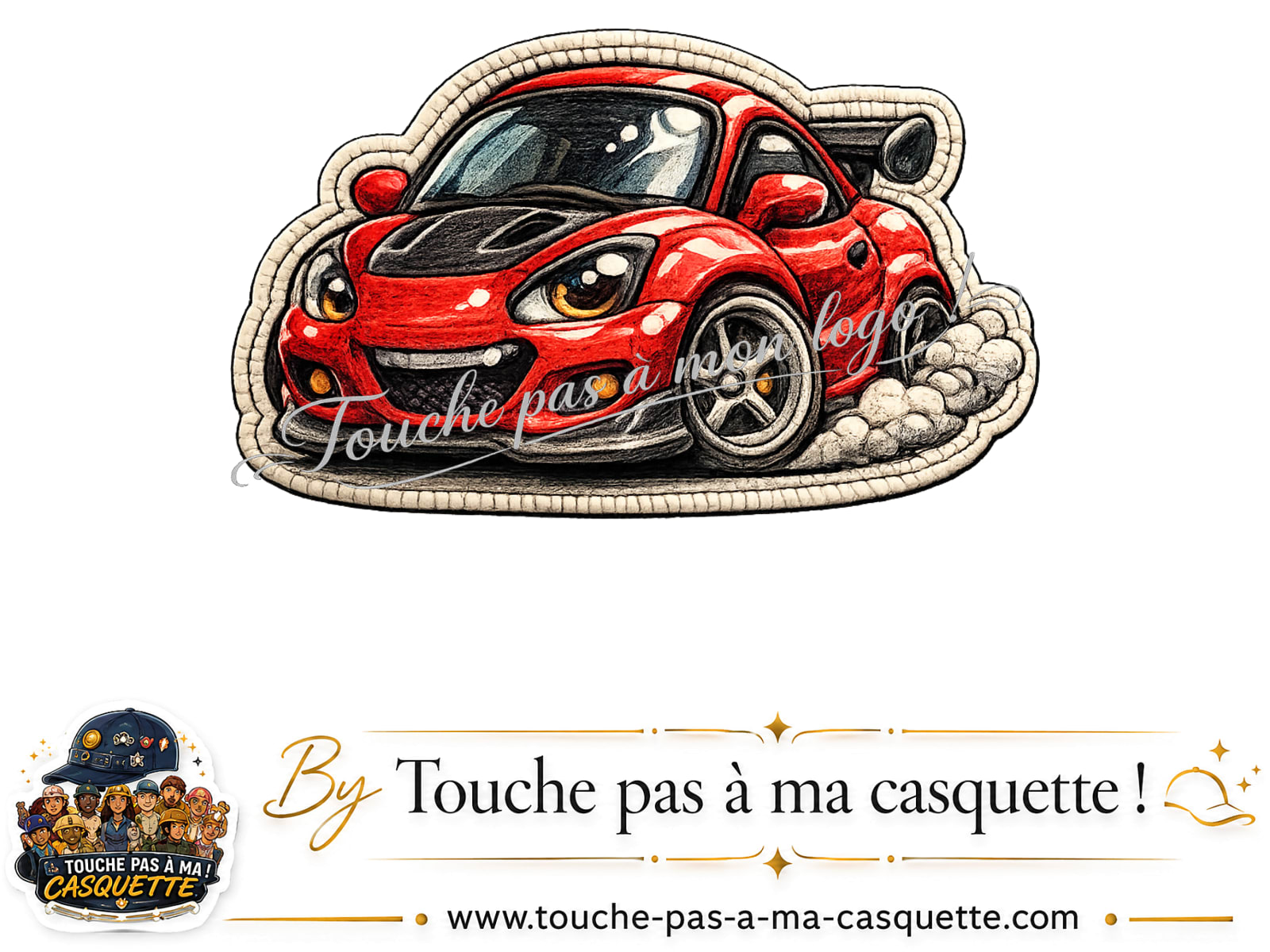 Logo Voiture rouge pour casquette Jaune délavé - Moutarde délavé