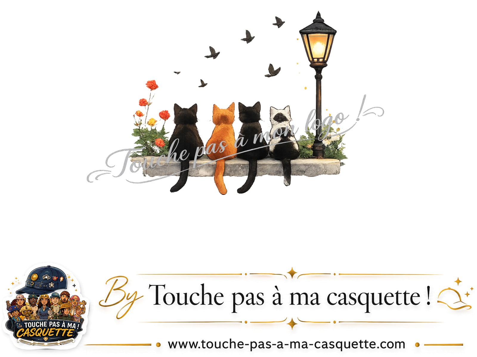 Logo logo35 / motif Chats noirs banc automne utilisé sur la casquette 5 cm