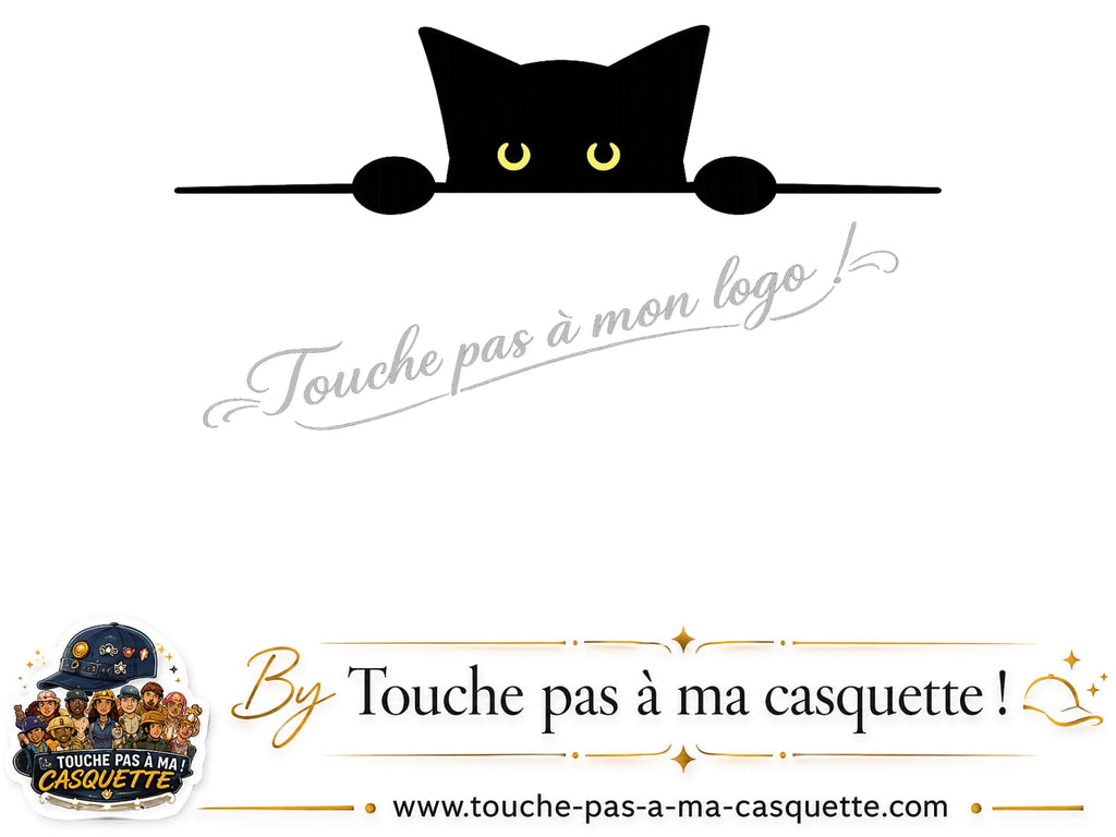 Logo logo14 / motif Chat noir caché pattes utilisé sur la casquette 3 cm