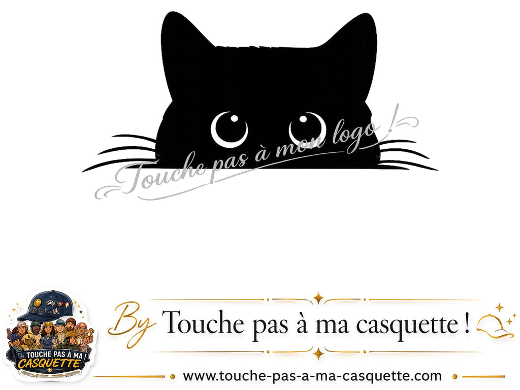 Logo logo16 / motif Chat noir caché yeux ronds utilisé sur la casquette 3 cm