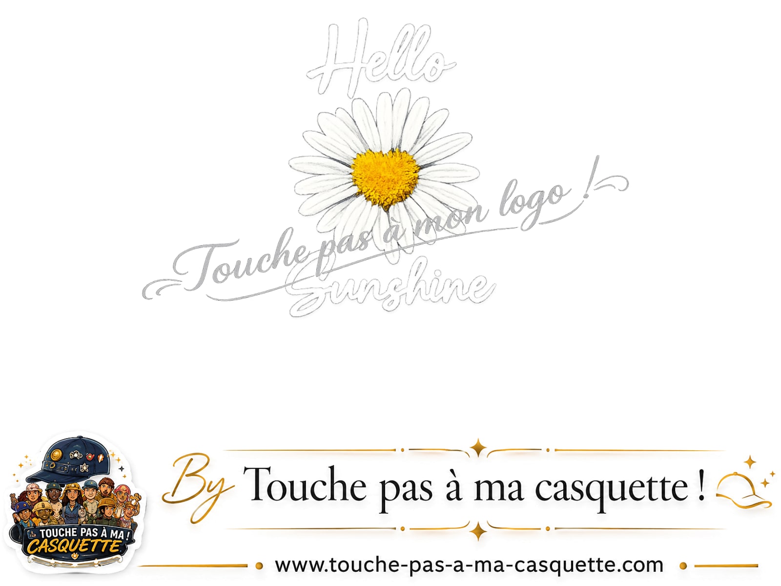Logo logo29 / motif Hello sunshine marguerite blanc utilisé sur la casquette 3 cm