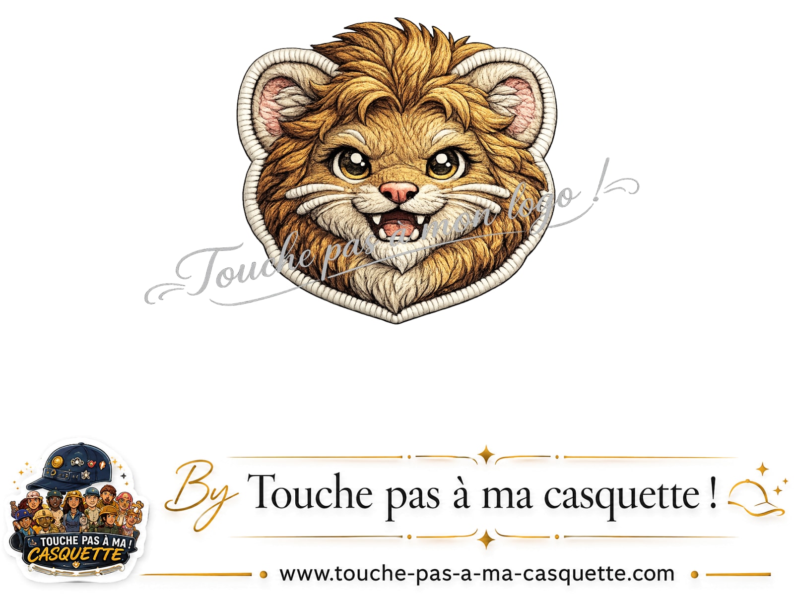 Logo logo39 / motif Lion souriant utilisé sur la casquette 7 cm