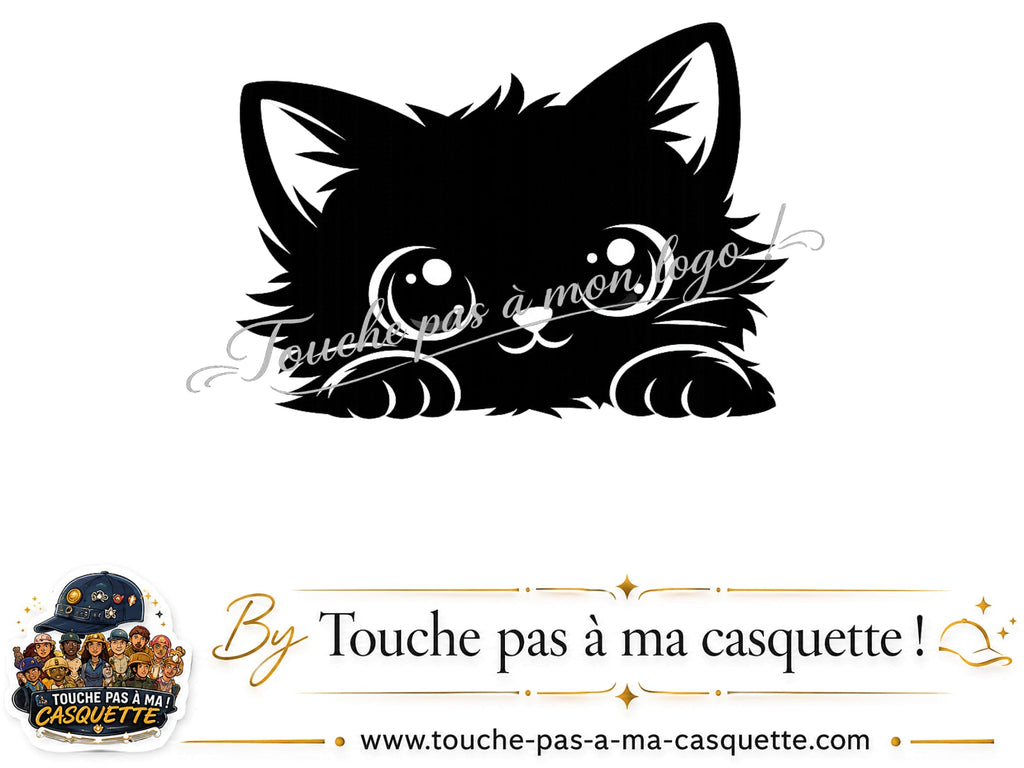Logo logo6 / motif Chat noir adorable utilisé sur la casquette 5 cm