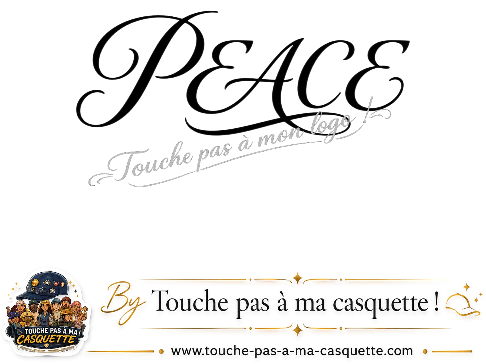 Visuel logo132 - Peace calligraphie pour casquette personnalisée