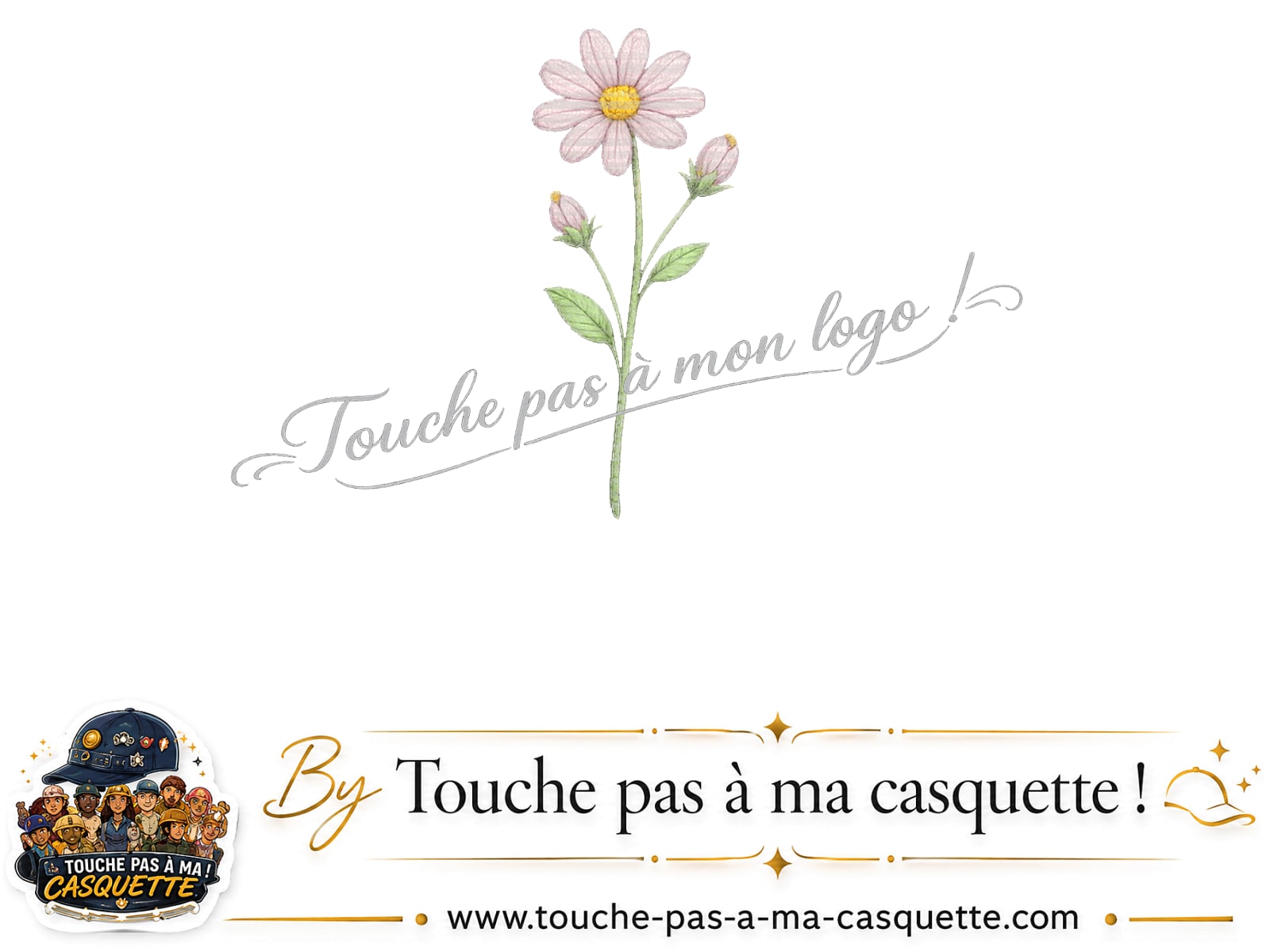 Logo Marguerite rose pour casquette Noir délavé