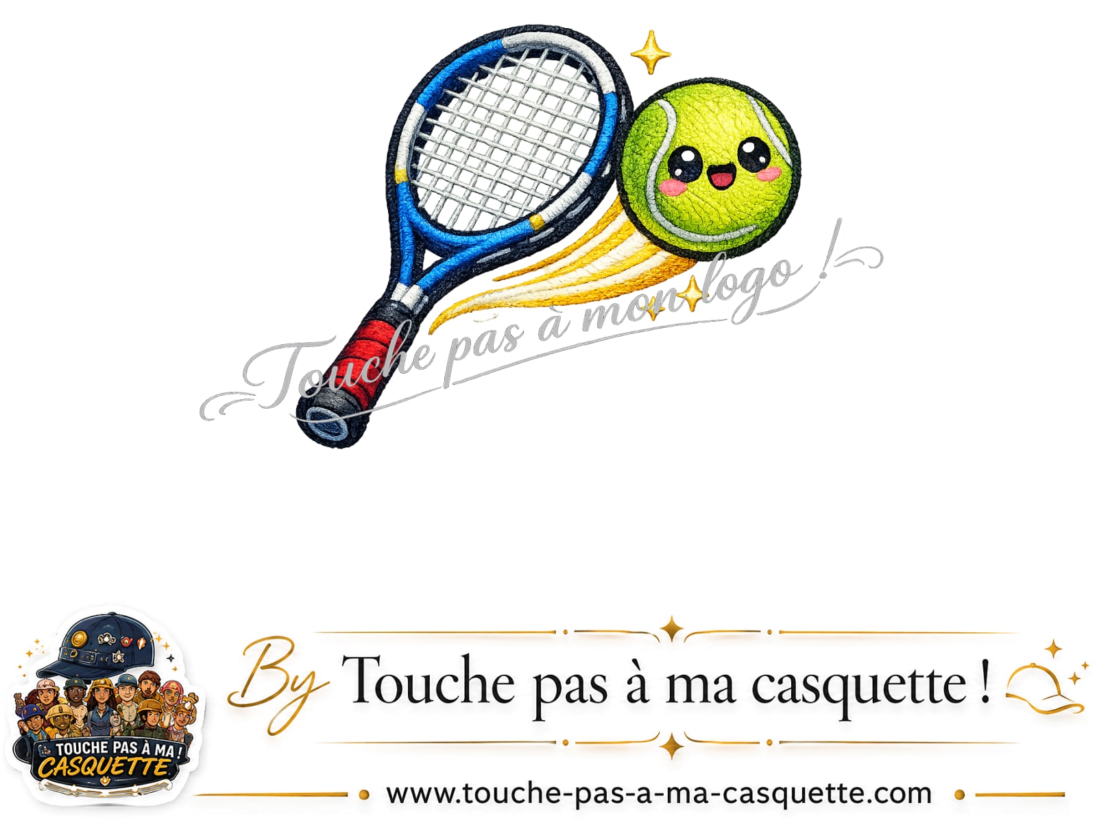 Logo Tennis raquette balle pour casquette Violet délavé