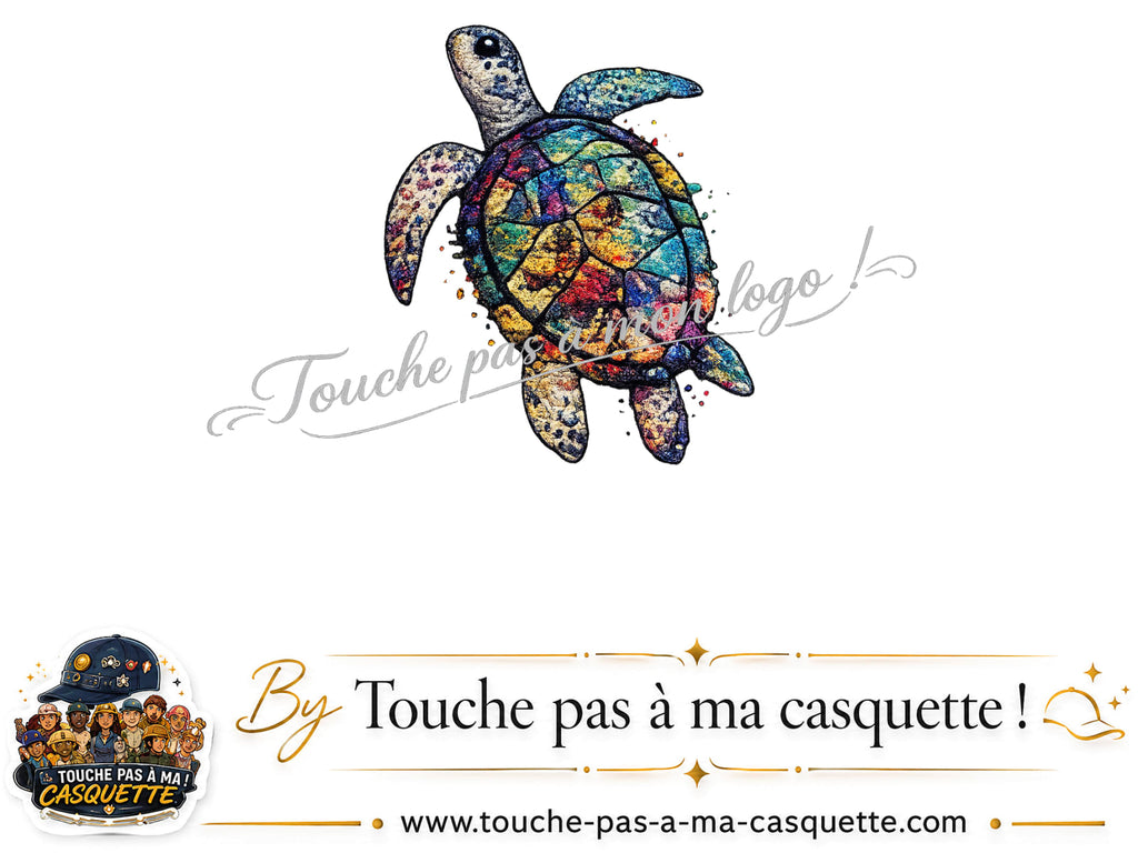 Logo logo17 / motif Tortue colorée utilisé sur la casquette 5 cm