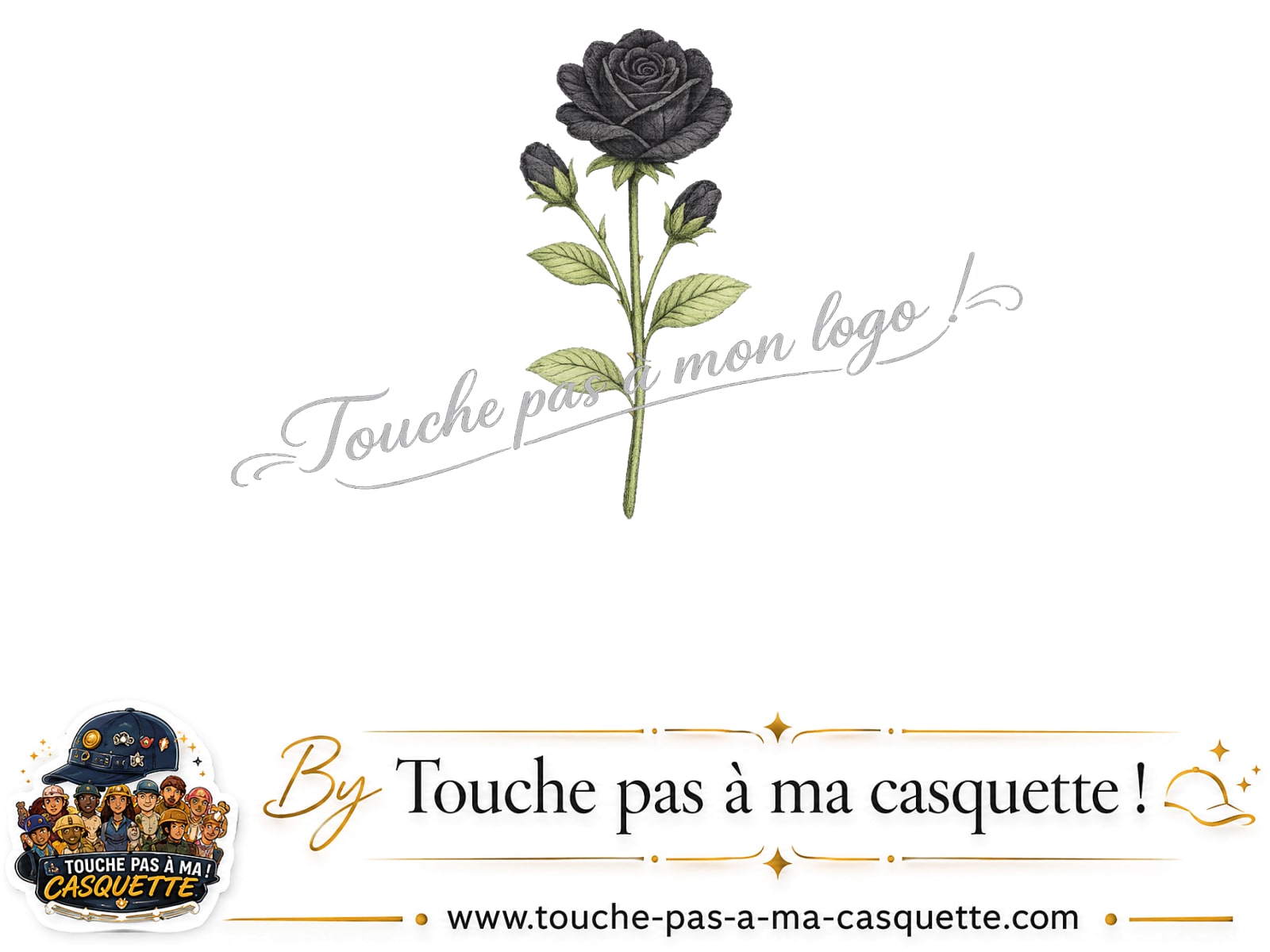 Logo Rose noire pour casquette Bleu ciel délavé