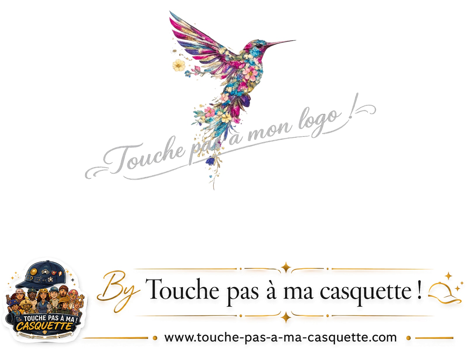 Visuel logo196 - Colibri fleurs pour casquette personnalisée