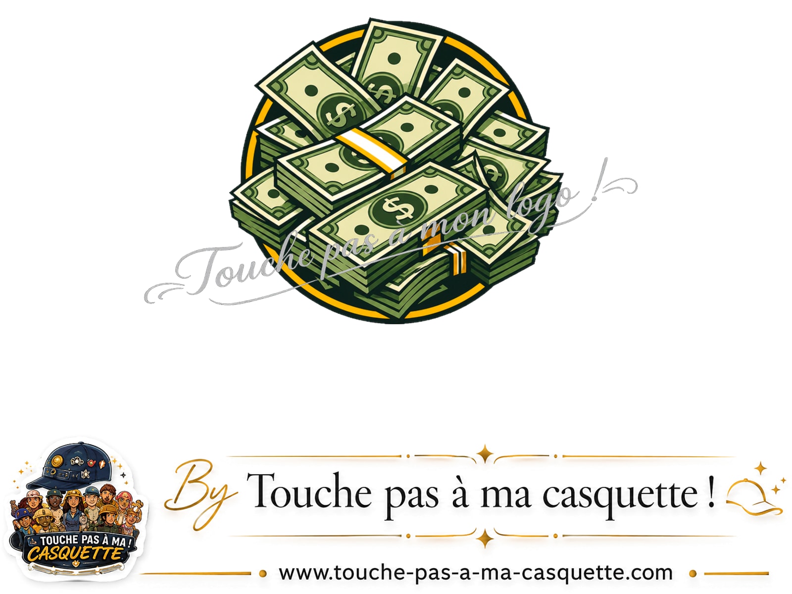 Logo Liasses de billets pour casquette Rouge délavé - Bordeaux délavé