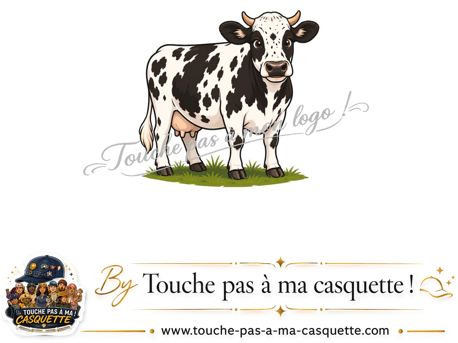 Logo Vache noir blanc pour casquette Violet délavé