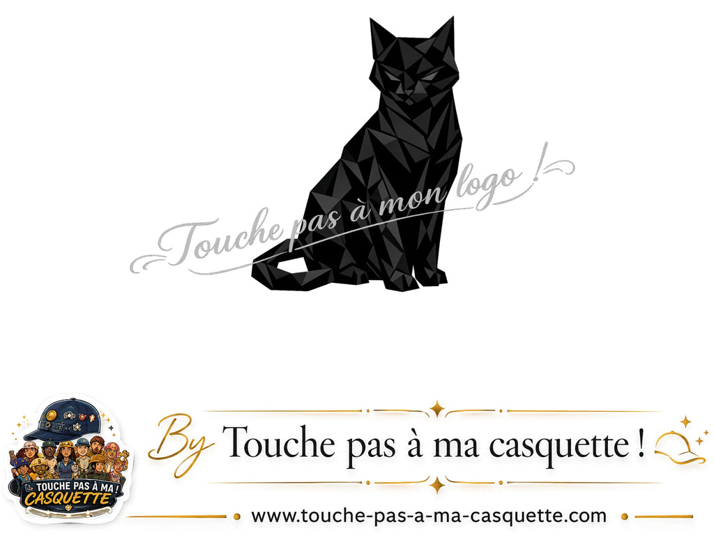 Visuel logo176 - Chat noir polygonal pour casquette personnalisée